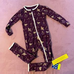 NWT Kickee Pants 4T long sleeve zipper pajamas- herbs print